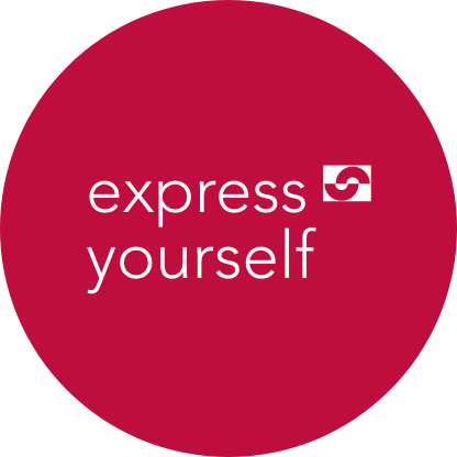 Immagine circolare con la scritta 'express yourself'